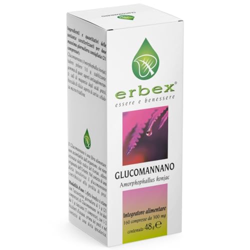Erbex – Integratore Alimentare A Base Di Glucomannano, 160 Compresse, Formula Vegana Da Radice Di Konjac