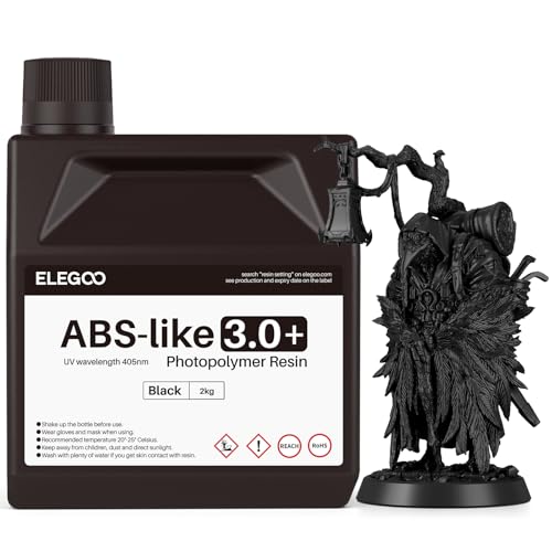 Image of ELEGOO ABS-Like Resin 3.0 Plus, 3D Printer Resin with Low Viscosity and High Precision, 405nm Rapid UV-Curing Photopolymer Resin, 3D Resin for LCD /DLP 3D Printing, Black 2000G | Low Viscosity and High Precision, 405nm Rapid UV-Curing Photopolymer Resin, 3D Resin for LCD /DLP 3D Printing
