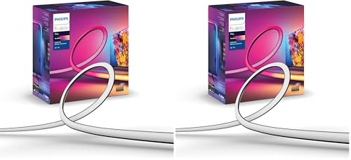 Image of Philips Hue Play Gradient 55 inch Smart TV Light Strip-Flowing Multicolor LED Color-Changing TV Backlight-Sync with TV,Music,and Gaming-Requires Bridge and Sync Box-Control with App or Voice (Pack of 2)