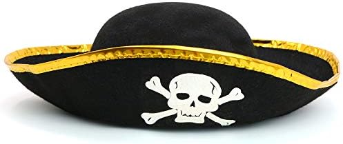 Skeleteen Tri Corner Pirate Hat - Three Cornered Buccaneer Costume Accessory Hat - 1 Piece