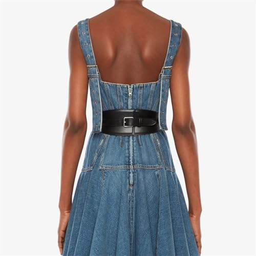 Curved Leather Wide Waistband Leather Waist Slim Flat Belt Women's Wide Belt2