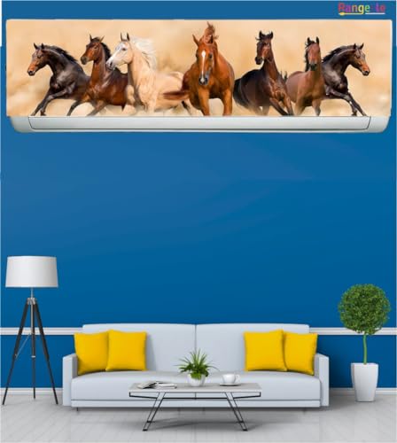 Image of '7 Running White Horses Art Deco Poster'' AC Sticker (96 cm x30 cmx 24 cm)
