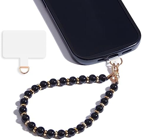 Lostars Marble Beaded Phone Wrist Strap, Detachable Cellphone Lanyard with Tether Tab, Hands-Free Wristlet Bracelet, Adjustable Phone Charm Grip for Women iPhone 14 Pro Max/ 13 Pro Max/ 12 Pro Max/ 11