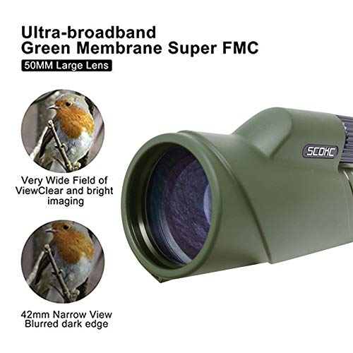 SCOKC Monocular Telescope,10-20x50 Zoom High Power,High Definition,Waterproof with BaK4 Prism FMC Mi