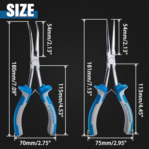 SPEEDWOX 2 Pcs Long Nose Pliers Curved Needle Nose Pliers Tool Kit for Jewelry Making Wire Bending and Gripping Objects in Narrow Spaces - Image 4