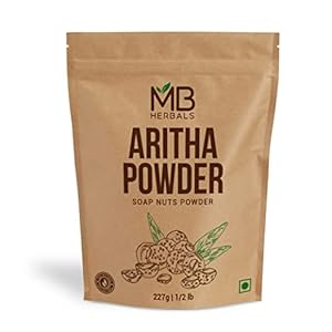MB Herbals Aritha Powder 8 oz | 227G | 100% Pure & Organically Grown (Wild-crafted) Soap Nut Powder | Natural Hair Shampoo & Conditioner | Sapindus mukorossi