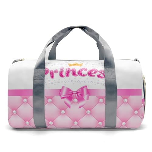 Personalized Diamond Princess Crown Pink Customized Multi-functional Handbag Travel Bag,Unisex Short Trip Portable Duffel Bag2