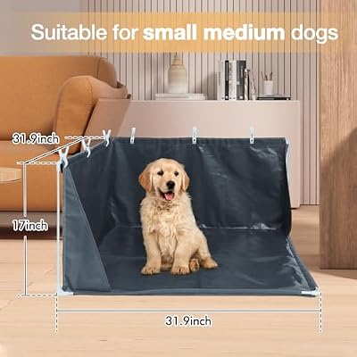 32 x 32 x 17 Dog Litter Box with High Walls, No-Spill Portable Dog Potty Tray Dogs Pee Pad Holder with Waterproof Liner for Small Medium Dogs