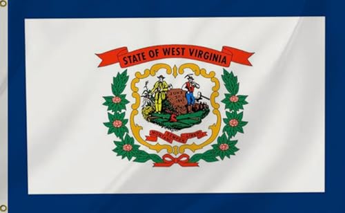 Nacilerto West Virginia State Flag 4x6FT,Vivid Colors,Double Stitched,Sturdy 100D Polyester,West Virginia WV Flags with 2 Brass Grommets for Indoor Outdoor. (WV, 4x6)