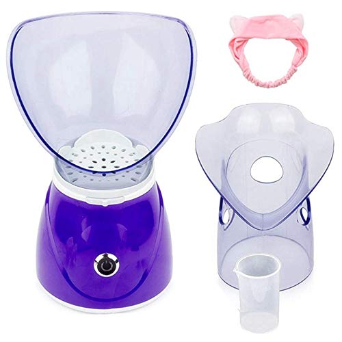 Facial Steamer Professional Steam Inhaler Facial Sauna Spa for Face Mask Moisturizer -Diffuser Skin Care? Sinus with Aromatherapy?(Include Headband) (purple)