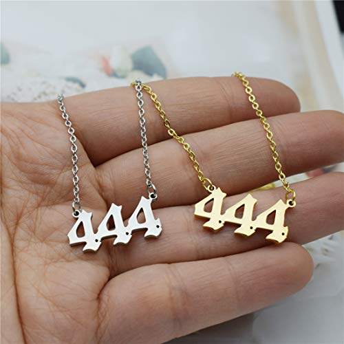 Hutinice Angel Number Necklace For Women, 444 Necklace Silver 18K Gold Plated Dainty 111 222 333 444 555 666 777 888 999 Pendants Choker Chain Numerology Jewelry #TOP3