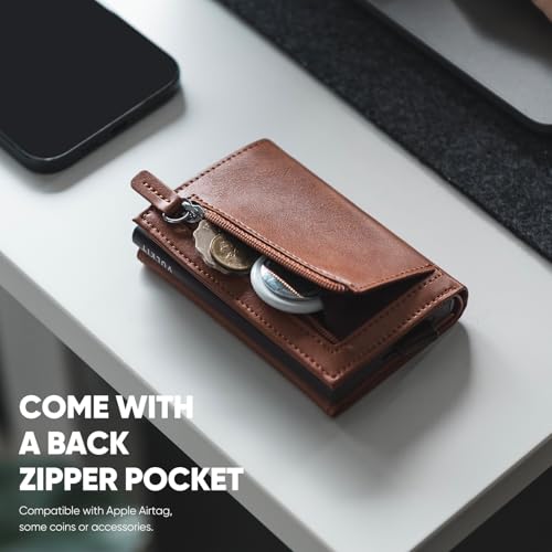 Image of VULKIT Pop up Wallet Minimalist Cash Wallets RFID Blocking Leather Smart Credit Card Holder with Magnetic Closure for Men