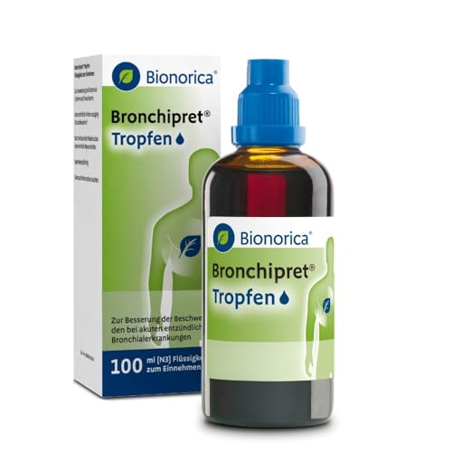 Bronchipret® Tropfen – extra stark mit 3-fach Effekt bei Husten und akuter Bronchitis, hochkonzentriert* und pflanzlich, mit Thymian-Efeu-Kombination, 100 ml, Tropfen