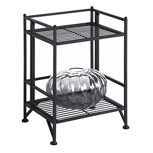 Image of Convenience Concepts Xtra Storage Shelves - 2-Tier Folding Metal Storage Shelves, Closet Organizer for Office, Laundry Room, Bedroom, Garage, Kitchen, Bathroom, Black