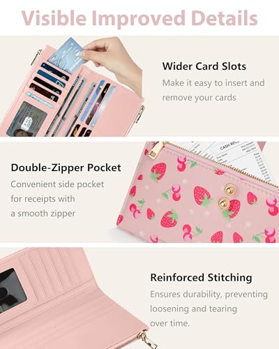 Image of Cute Women's Slim Wallet,Thin RFID Card Holder with Zipper Pocket