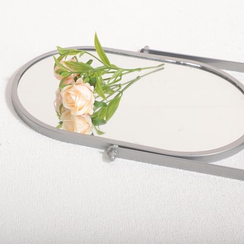 Espejo para maquillaje ovalado de escritorio con base metálica miniatura 7