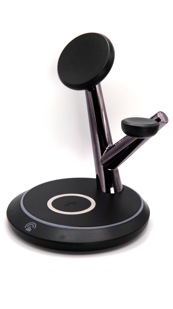 4 in 1 Qi Charging Station, Tree Design Wireless Charger Stand for Multiple Devices, Charging Station for iPhone 15 14 13 12 Series, Apple Watch Ultra/SE/9/8/7/6/5/4/3/2 and AirPods (Silver)