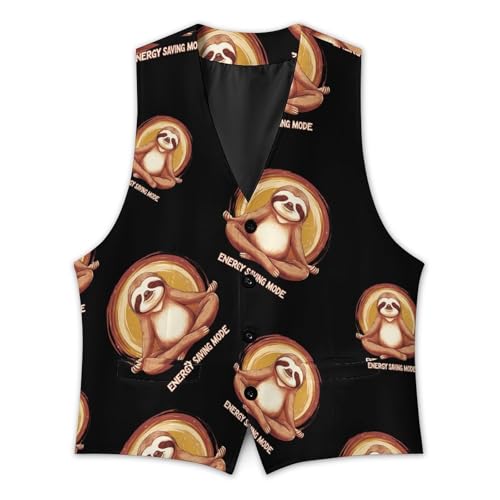 Sloth Energy Saving Mode Men's Formal Suit Vest for Business Formal Or Casual Dress Waistcoat Wedding3
