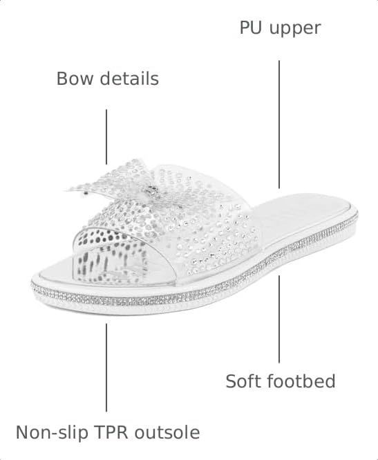 Image of Juicy Couture Women's Slide Sandals - Glitter Bling Open Toe Sparkle Flats - Dressy Summer Casual Footwear