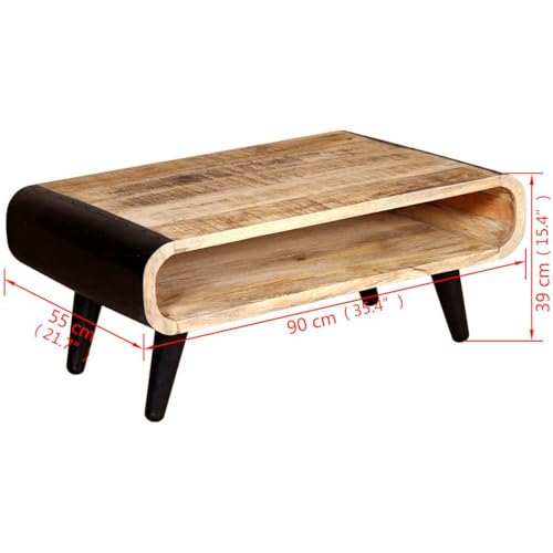 Table basse industrielle manguier marron et noir fini les salons sans âme