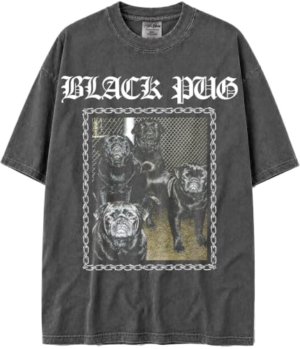Black Pug Shaka Wear Oversized Tshirt Faded Max-Heavyweight 7.5oz
