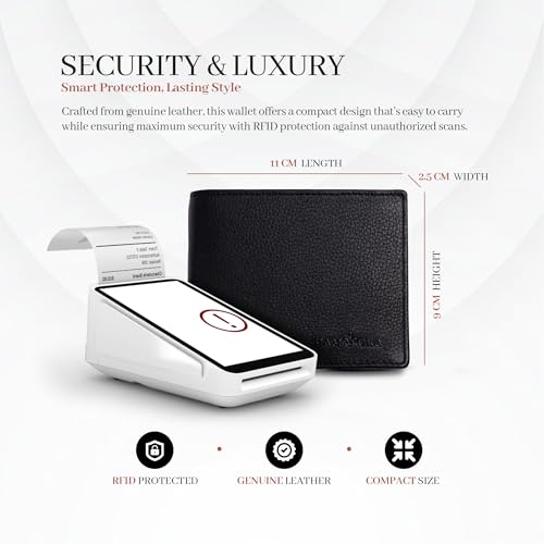 Image of Men Wallet and Belt Combo for Mens Gift - Genuine Leather 4 Card Slots RFID Black Wallets for Man with Belts for Men Leather Original - Birthday, Diwali Gift for Man