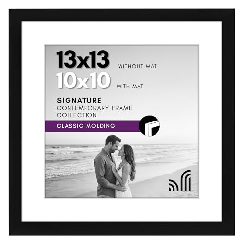 Americanflat 13x13 Picture Frame - Matted to 10x10 - Black