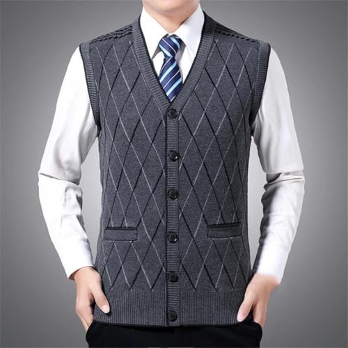 Men's Winter V-Neck Sleeveless Knit Sweater Vest Casual Slim Fit Pullover Warm Jumper Waistcoat Top2