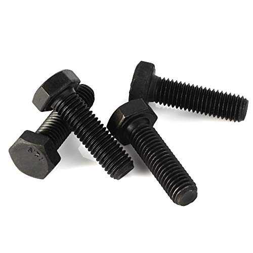 Image of Mellewell M6 x 20mm Hex Head Screw Bolts, Fully Threaded, Alloy Steel Grade 12.9, Black Oxide Finish, Quantity 25