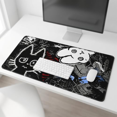 Image of MASIPICKS Doodle Extended XXXL Desk Mat 458 x 915 mm | Premium Midnight Doodle Chaos Mouse Pad with Stitched Edges | 3mm Thick Non-Slip Desk Pad for Gaming, Office & Workstation