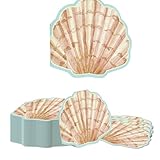 【Design élégant】Nos serviettes se présentent en bleu avec un borde en coquille et des motifs de coquillage, une décoration de table stylée pour des événements maritimes.