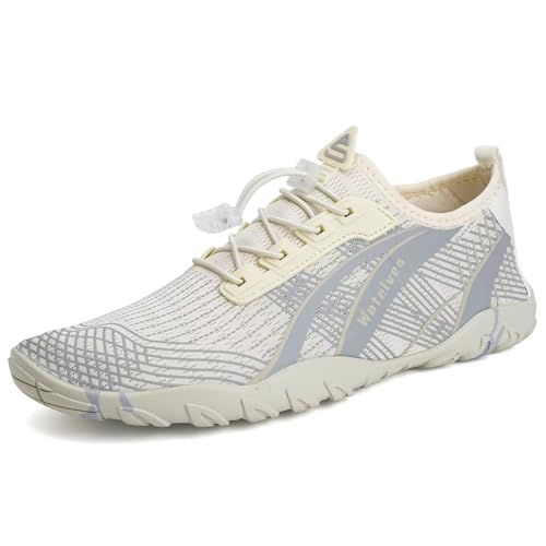 WateLves Water Shoes Mens Womens Beach Swim Shoes Quick-Dry Aqua Socks Pool Shoes for Surf Yoga Water Aerobics (C/Beige, 40)