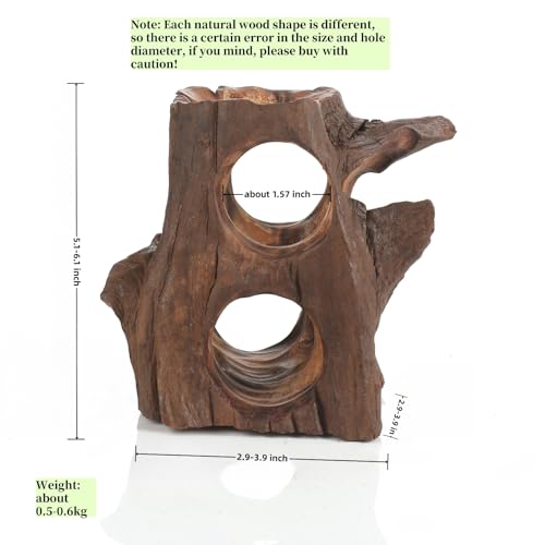 Image of Natural Wood Aquarium Cave Betta Fish Hideout for Aquarium Fish Tank Decorations-Reptile Hide-Snake Hide-Cave for Cichlids Habitat Shelter for Crayfish Shrimp and Other Aquatic Pets 6.1-9.8 inch