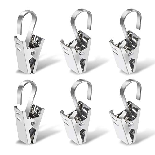 Curtain Clips, 100 Pack Stainless Steel Light Clips for Outside String Lights Party Decor Hanging Photo Camping Tents Arts Crafts Display