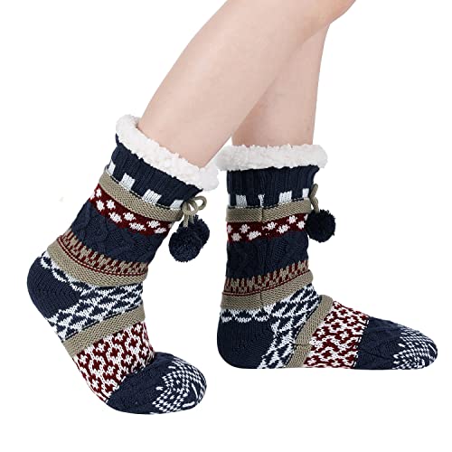 Image of Chassic Sherpa Lined Slipper Socks for Women, Non-Slip Cozy Winter House Socks, Soft Fuzzy Socks, Gifts for Women & Ladies Stocking Stuffers