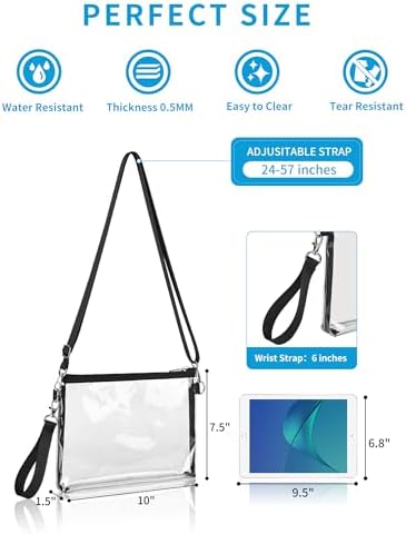 Bagenius Clear Purse Stadium Approved, Crossbody Bag with Detachable Straps — view 2