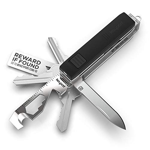 Keyport Pivot Outdoor Bundle: EDC Key Holder & Modular Swiss Army Multitool Keychain + Key Chain Pocketknife + Mini-Flashlight + MOCA 10-in-1 Key Tool + Lost & Found All-in-One (Silver)