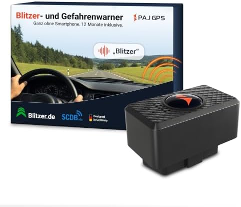 PAJ GPS Tracker & Verkehrsassistent fürs Auto (12V) – 12 Monate inklusive | Ohne Handy-Kopplung - Fördert die Einhaltung von Tempolimits und weist auf Gefahrenstellen hin – Softwar