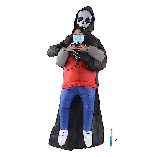 Costume gonflable fantôme Rengue noir en polyester adulte pour Halloween