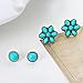 NEWITIN 14 Pairs Turquoise Stud Earrings for Women Hypoallergenic Earring ‌Turquoises Jewelry Gemstone Oval Round Flower Shape Square Studs Turquoise Earrings for Women