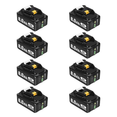 Image of 8 Count 8000mAh BL1860B 18V Replacement for Maki-ta 18V Battery Compatible with Maki-ta 18 Volt Lithium-ion Battery BL1815 BL1830 BL1845 BL1850 BL1840 BL1820 Cordless Power Tools (8)