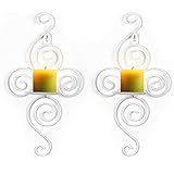 Basuwell Wall Candle Sconces,Set of 2 Elegant Swirling Iron Hanging Wall Mounted Decorative Candle H