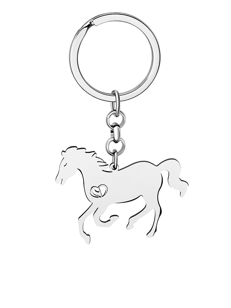 Stainless Steel Gold Silver Plated Cute Horse Keychain Keyring Gifts for Horse Lovers Women Girls Car Keys Wallet Accessories