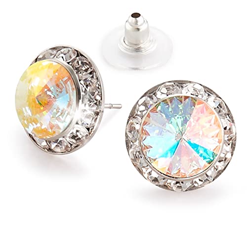 | Crystal Clear and Crystal AB Rhinestone Clip On or Pierced Earrings for Dance, Pageant, Prom, Performance, Wedding2