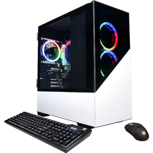 CyberpowerPC Gamer Master Gaming Desktop Computer, AMD Ryzen 7 7700 3.8GHz, 16GB RAM, 2TB SSD, NVIDIA GeForce RTX 4060 8GB, Windows 11 Home, White