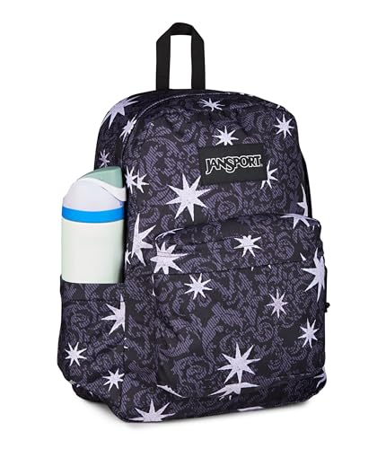 Image of JanSport SuperBreak Plus Backpack with Padded 15-inch Laptop Sleeve and Integrated Bottle Pocket - Spacious and Durable Daypack for Work and Travel, Castle Tapesty Black /Charcoal /Silver