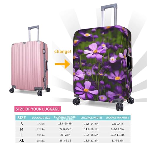 Housse de protection valise extensible XL blanche bagage fleurs violettes