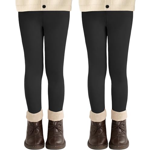 AMIYOYO 2er Pack Mädchen Leggings High Waist Lang Sportsleggins Weiche...