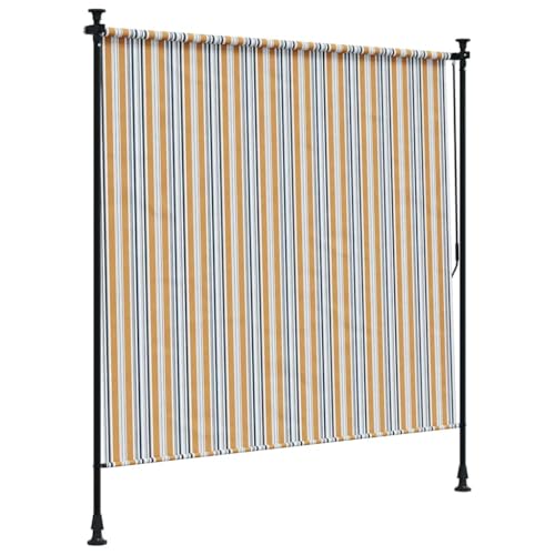 Balcon sans perçage protégé du soleil : store vertical réglable jaune et blanc - 6