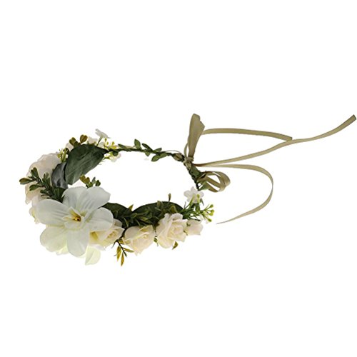 EBTOYS Flower Crown Flower Wreath Floral Headband for Festival Wedding Party Favors (White)